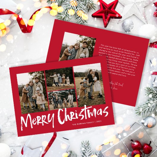 Red Modern Lettering Five Foto Frohe Weihnachten