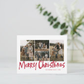 Red Modern Lettering Five Foto Frohe Weihnachten (Stehend Vorderseite)