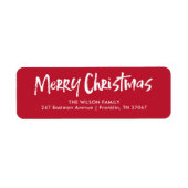 Red Modern Lettering Frohe Weihnachtsadresse (Vorne)