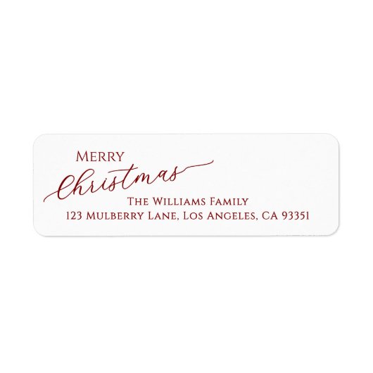 Red Modern Merry Christmas Return Address (Vorne)