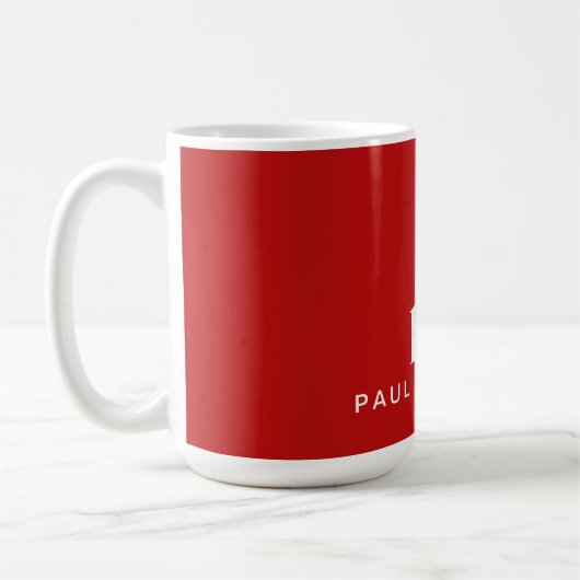 Red Modern Minimal Custom Monogram und Name Kaffeetasse (Links)