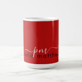 Red Modern Minimal Custom Monogram und Name Kaffeetasse (Mittel)