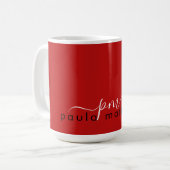 Red Modern Minimal Custom Monogram und Name Kaffeetasse (Vorderseite Links)