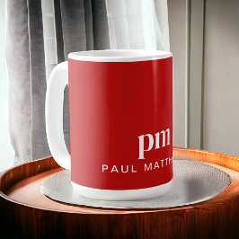Red Modern Minimal Custom Monogram und Name Kaffeetasse