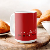 Red Modern Minimal Custom Monogram und Name Kaffeetasse