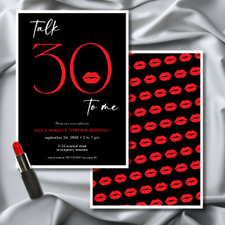Red Modern Minimal Lips sprechen 30 Geburtstag Einladung