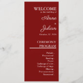 Red Modern Minimalist Bridal Program QR Code Programm (Vorderseite)