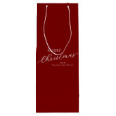 Red Modern Minimalist Merry Christmas Geschenktüte Für Weinflaschen (Rückseite)