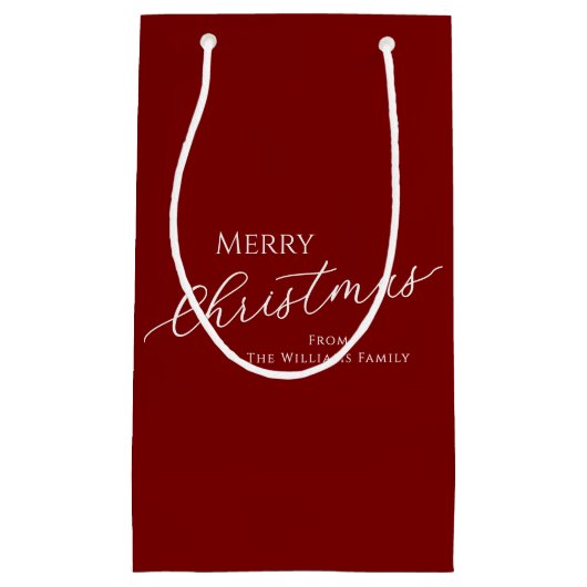 Red Modern Minimalist Merry Christmas Kleine Geschenktüte (Vorderseite)