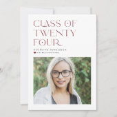 Red Modern Minimalistisch Class of 2022 Abschluss Einladung (Vorderseite)