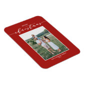 Red Modern Mix Typografie Frohe Weihnachts-Foto Magnet (Rechte Seite)