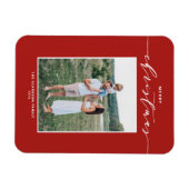 Red Modern Mix Typografie Frohe Weihnachts-Foto Magnet (Horizontal)