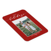 Red Modern Mix Typografie Happy Holidays Foto Magnet (Rechte Seite)