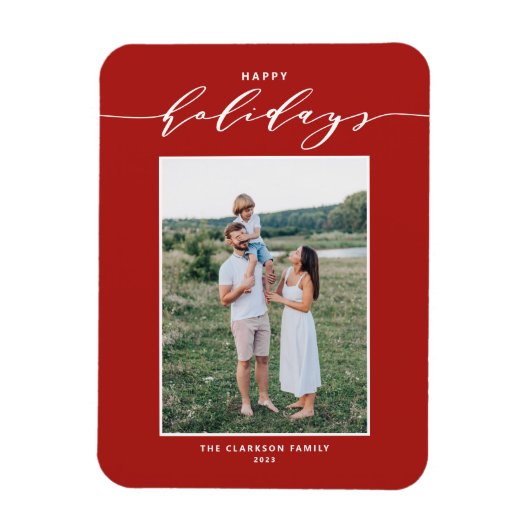 Red Modern Mix Typografie Happy Holidays Foto Magnet (Vertikal)