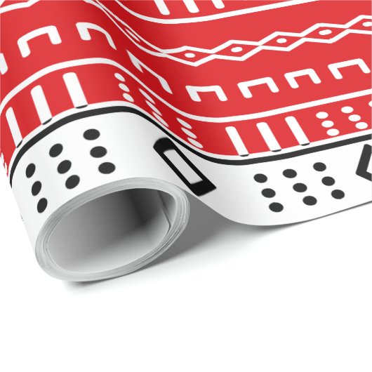 Red Modern Mudcloth Pattern Geschenkpapier (Rolleneckpunkt)