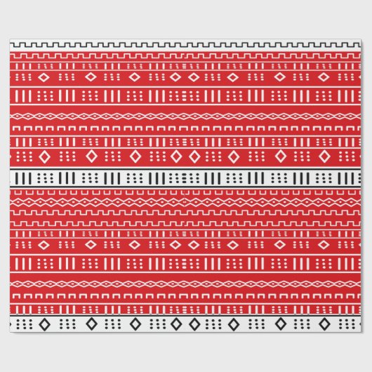 Red Modern Mudcloth Pattern Geschenkpapier (Flach)