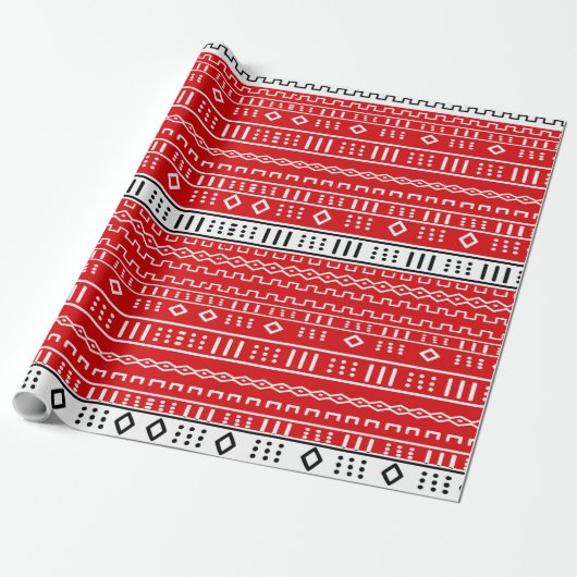 Red Modern Mudcloth Pattern Geschenkpapier (Ungerollt)
