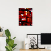 Red Modern Oriental Abstrakt Poster Print (Heimbüro)