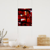 Red Modern Oriental Abstrakt Poster Print (Küche)