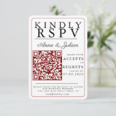 Red Modern Photo RSVP Insert QR Code (Stehend Vorderseite)