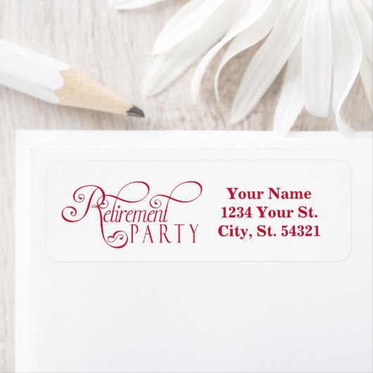 Red, Modern Retirement Address Labels (Insitu)