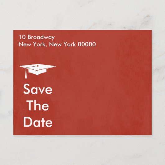 Red Modern Retro Save the Date Abschluss Einladungspostkarte (Rückseite)