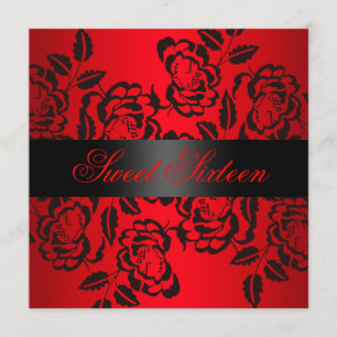 Red Modern Rose Sweet 16 Birthday Einladung