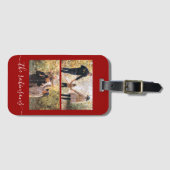 Red Modern Script 2 Foto Collage Gepäckanhänger (Vorderseite (Horizontal))