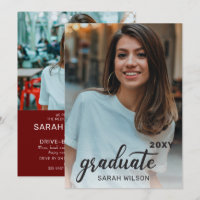 Red Modern Script Graduate 2 Fotos Drive by