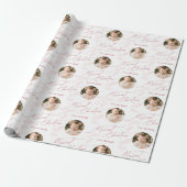 Red Modern Script Merry Christmas Family 2 photo Geschenkpapier (Ungerollt)