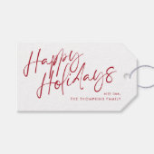 Red Modern Simple Script Happy Holidays Geschenkanhänger (Vorderseite (Horizontal))