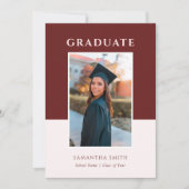 Red Modern Simple Typografy Foto Abschluss Einladung (Vorderseite)