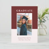 Red Modern Simple Typografy Foto Abschluss Einladung (Stehend Vorderseite)