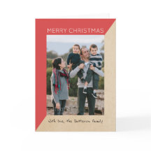 Red Modern Slant Holiday Foto Card
