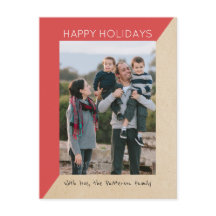 Red Modern Sli Holiday Foto Postkarte