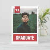 Red Modern Texture Foto Abschluss Einladung (Stehend Vorderseite)