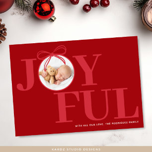 Red Modern Typografy Baby Foto Weihnachten