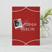 Red Modern Wedding Einladung Template (Stehend Vorderseite)