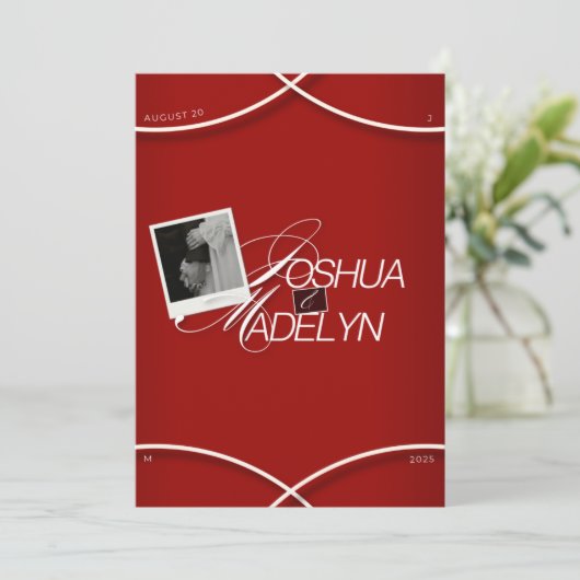 Red Modern Wedding Einladung Template (Stehend Vorderseite)