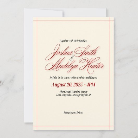 Red Modern Wedding Einladung Template (Rückseite)