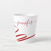 Red Modern White Accent Latte Milchtasse (Vorderseite)
