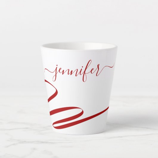 Red Modern White Accent Latte Milchtasse (Vorderseite)