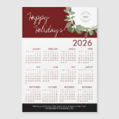 Red Modern Wreath Your Logo hier 2026 Kalender Magnetkarte (Vorderseite)