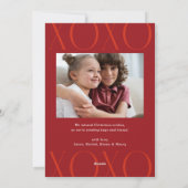 Red Modern XOXO Foto Valentinstag Feiertagskarte (Rückseite)