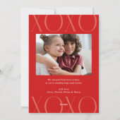 Red Modern XOXO Foto Valentinstag Feiertagskarte (Rückseite)