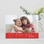 Red Modern XOXO Foto Valentinstag Feiertagskarte (Stehend Vorderseite)