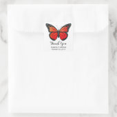 Red Monarch Butterfly Wedding Danke Quadratischer Aufkleber (Tasche)