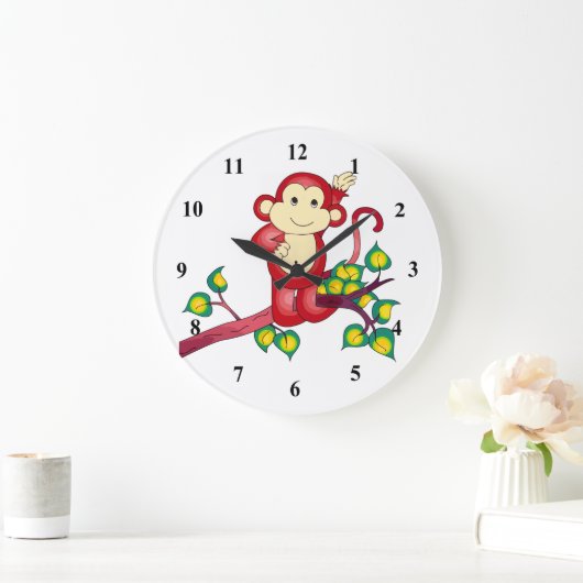 Red Monkey Animal Clock Große Wanduhr (Zuhause)