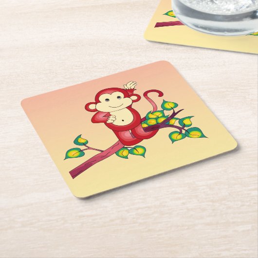 Red Monkey Animal Square Paper Untersetzer (angewinkelt)