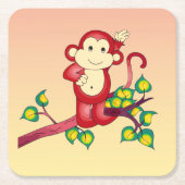 Red Monkey Animal Square Paper Untersetzer (Vorderseite)